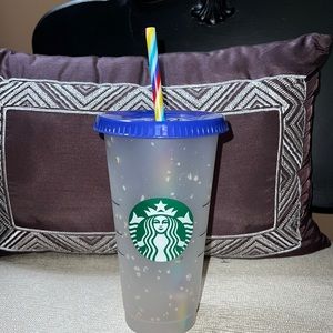 Starbucks tumbler with rainbow straw. NEW
